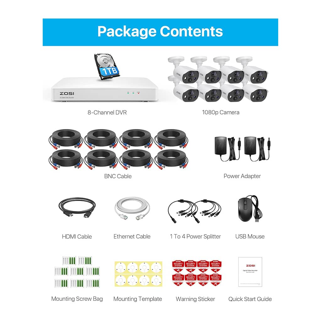 Sistema de Seguridad ZOSI 8 Cámaras Audio DVR 1 TB - Imagen 2