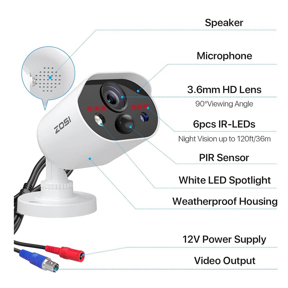 Sistema de Seguridad ZOSI 8 Cámaras Audio DVR 1 TB - Imagen 3